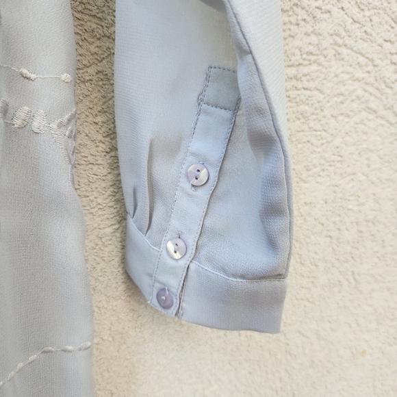 Soft Surroundings Ibiza Maxi Shirt Dress Women's Extra Small Blue Embroidered - Picture 3 of 15